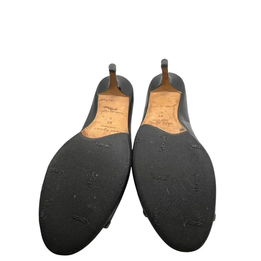 Kate Spade Heels Pumps Women SZ 9.5 Black Leather Open Toe 3 Inch Heels Classic